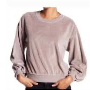 Young Fabulous & Broke dusty pink/ taupe velour baloon sleeve sweatshirt